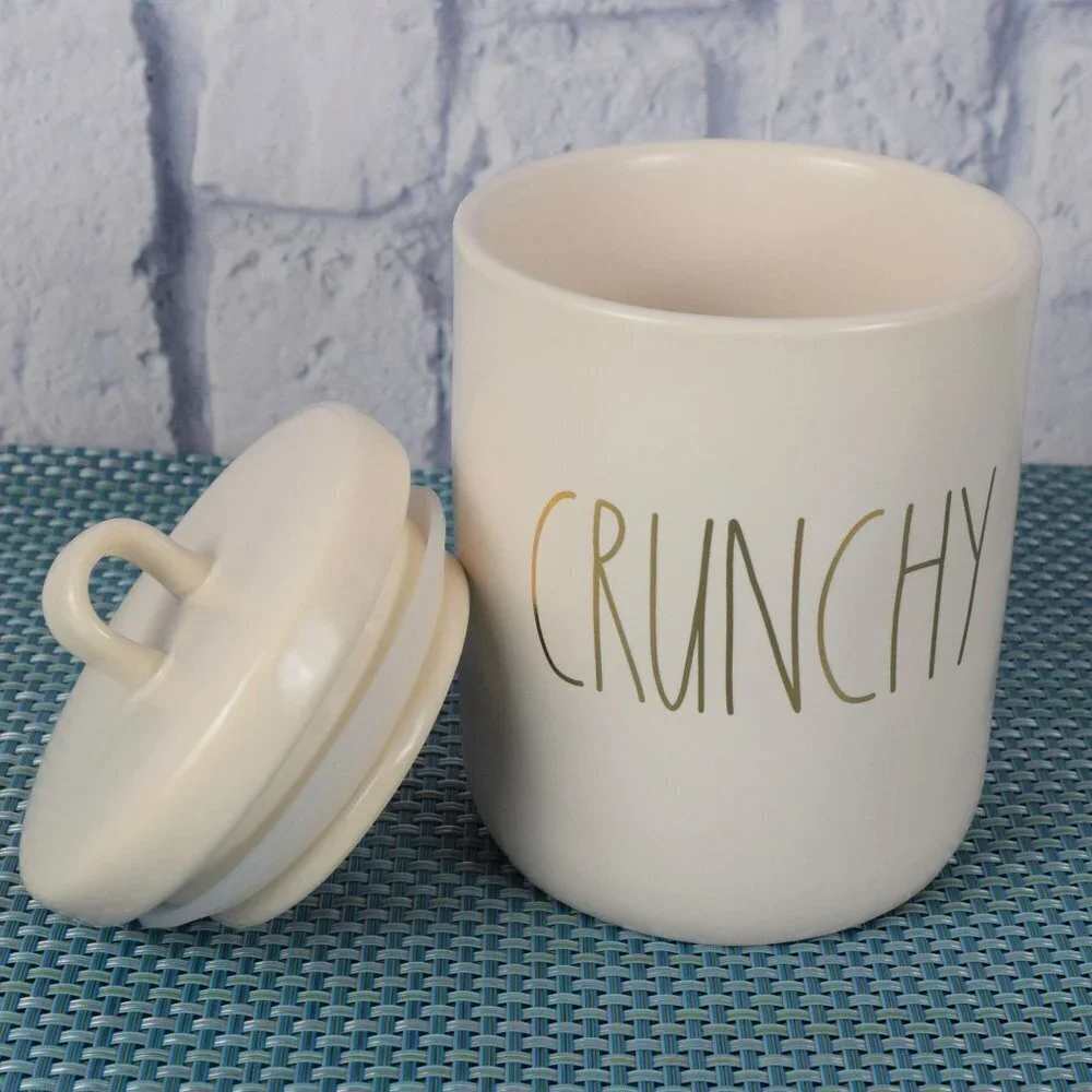 New Rae Dunn CRUNCHY Ivory Canister With Lid 6.5